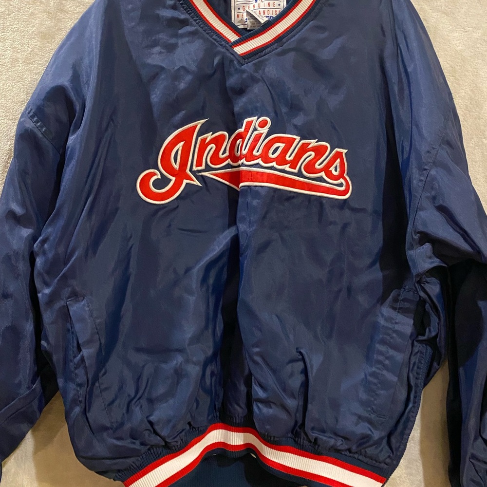 Cleveland Indians Jacket Men’s 2X Blue Vneck Pullover Spellout MLB Starter